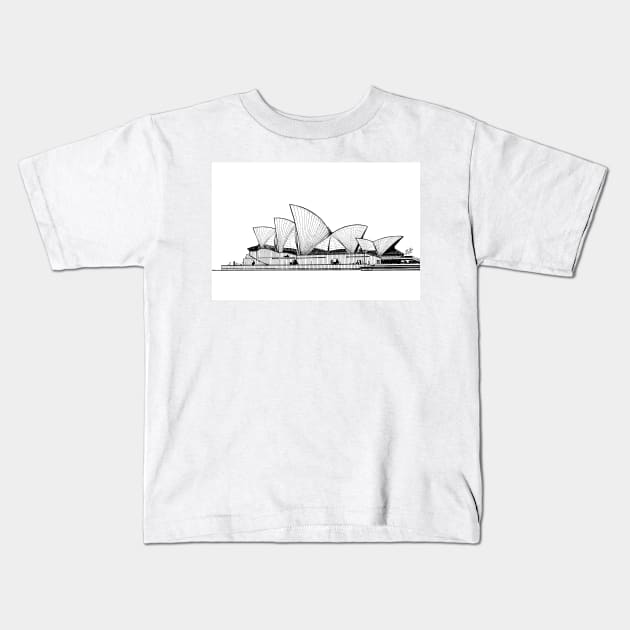 SYDNEY OPERA HOUSE ink painting .1 Kids T-Shirt by lautir